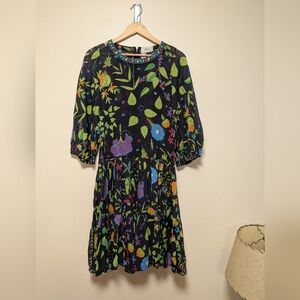 Bessi Size 10 Made in Italy Botanical Print Tiered Dress